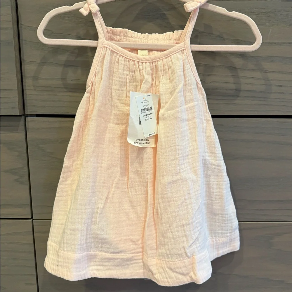 Baby Gap Girl’s Organic Cotton Gauze Tank Dress w Bloomers - 12-18 Months - Picture 4 of 9
